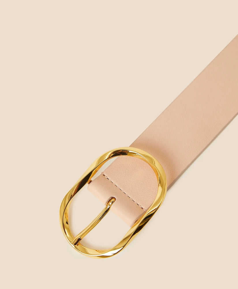 B-Low the Belt Gold-Tone & Leather Twisted Buckle Belt