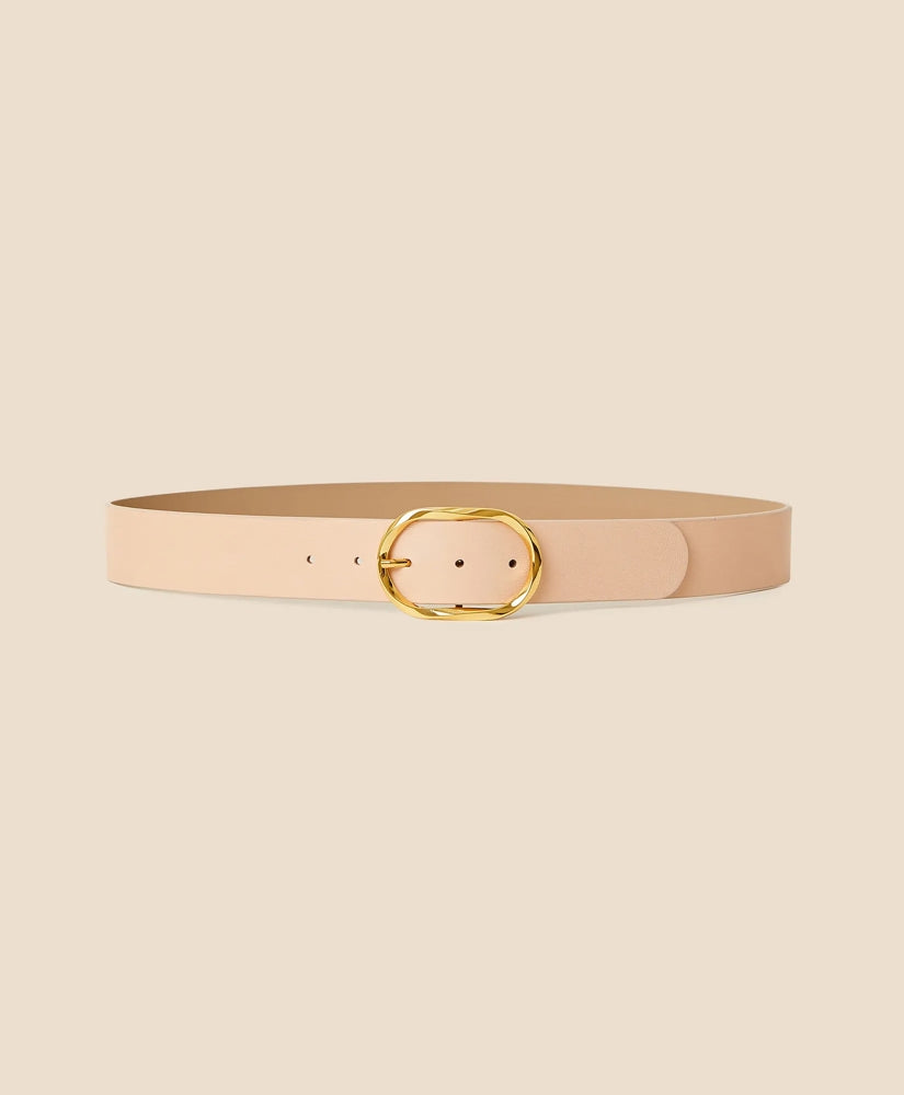 B-Low the Belt Gold-Tone & Leather Twisted Buckle Belt