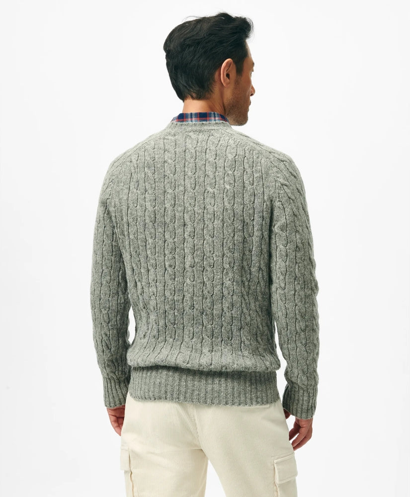 Cable Crewneck Sweater in Shetland Wool