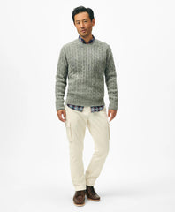 Cable Crewneck Sweater in Shetland Wool