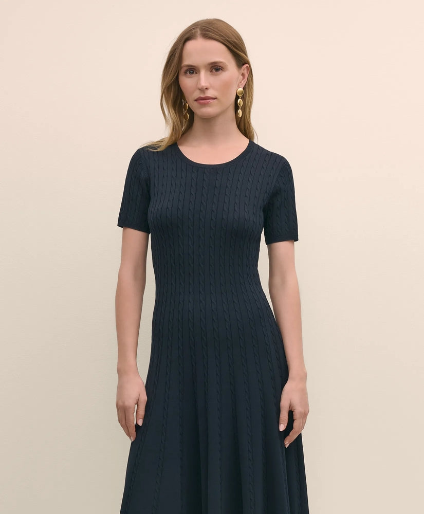 Cable-Knit Fit-and-Flare Sweater Dress