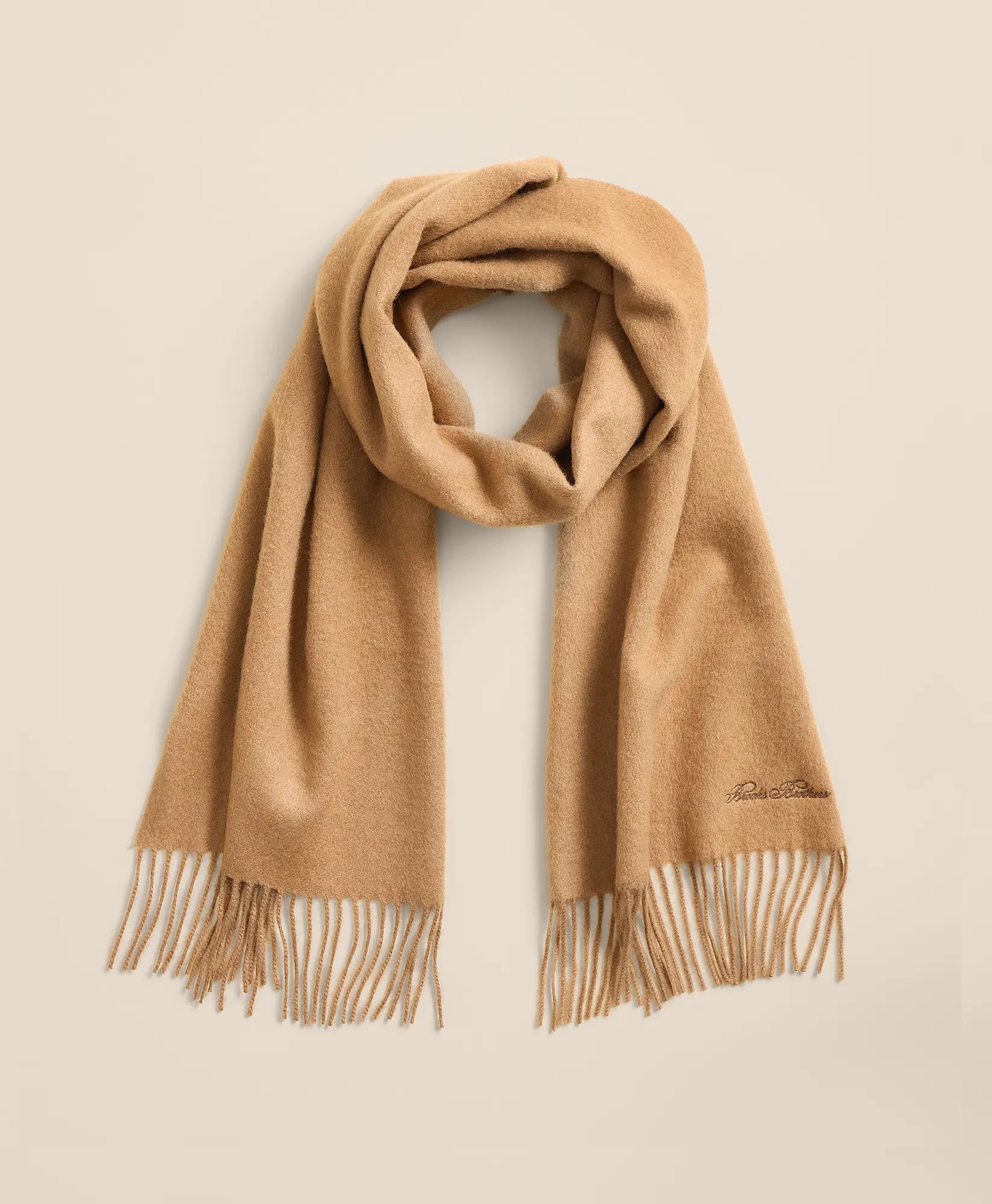 Camel Hair Fringed Scarf