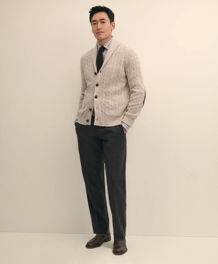 Cashmere Cable Knit Shawl-Collar Cardigan