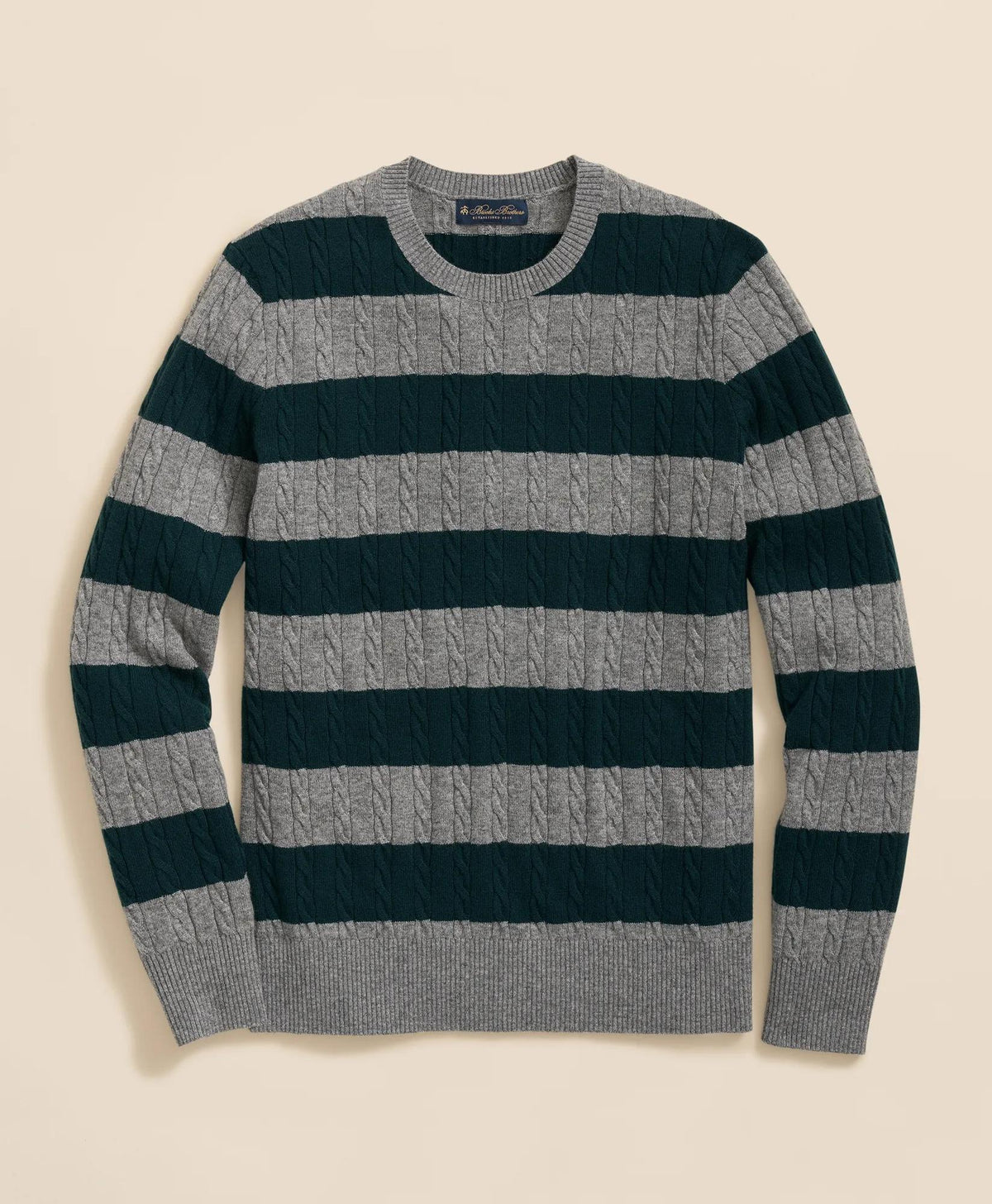 Cashmere Wool Cable-Knit Sweater in Rugby Stripe