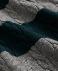 Cashmere Wool Cable-Knit Sweater in Rugby Stripe