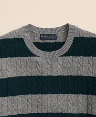 Cashmere Wool Cable-Knit Sweater in Rugby Stripe