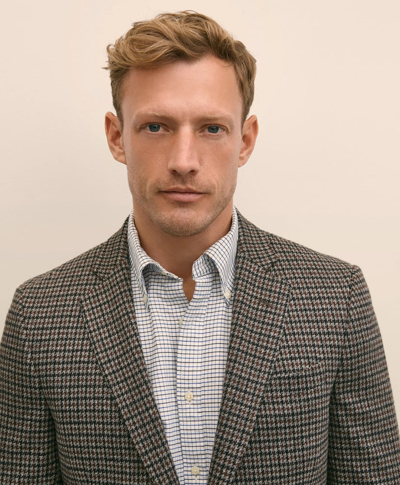 Classic Fit Cotton Wool Blend Knit Houndstooth Sport Coat