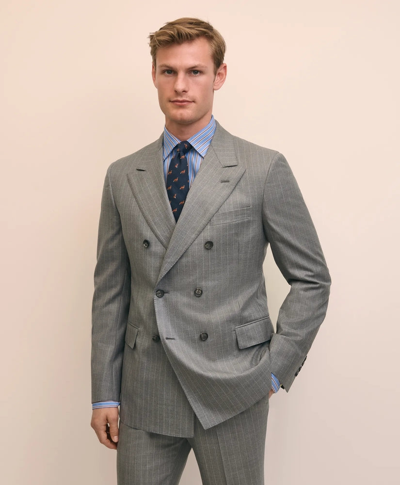 Classic Fit Double-Breasted Wool Pinstripe 1818 Suit