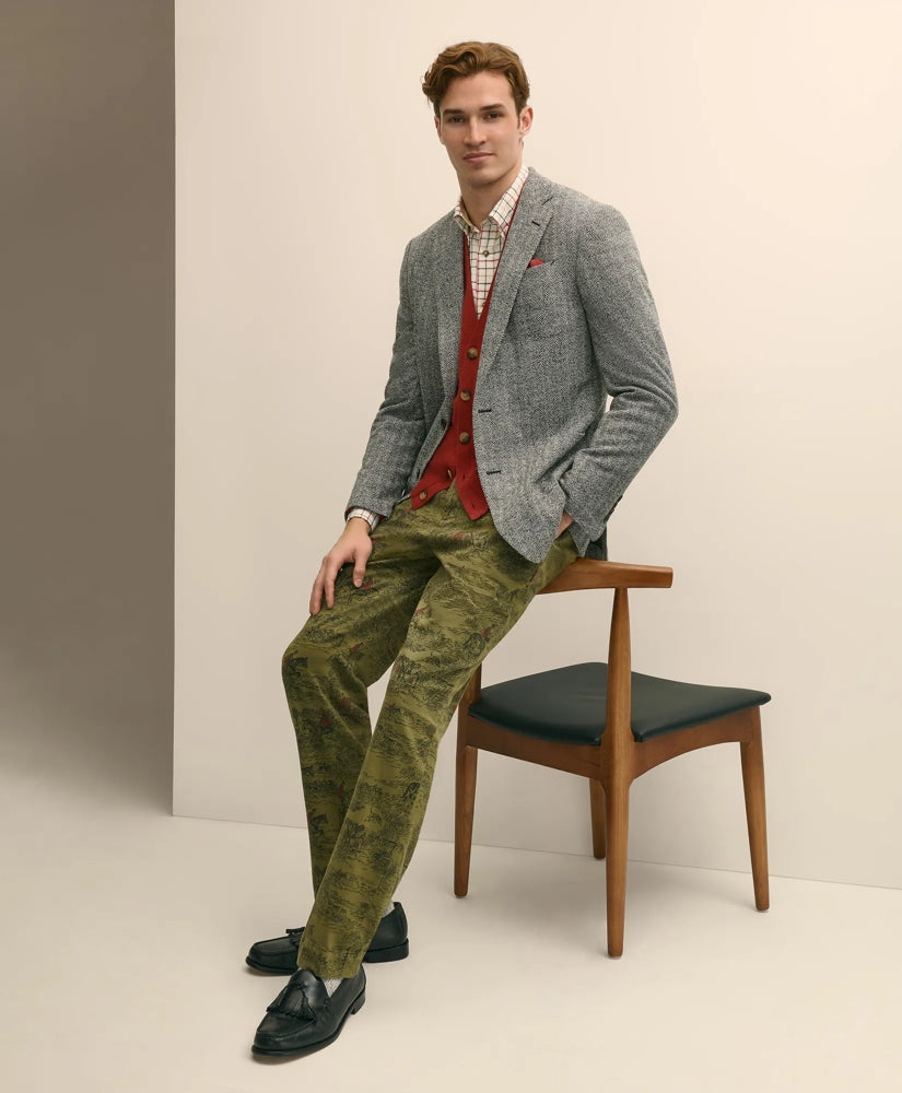 Classic Fit Herringbone Knit Sport Coat in Wool-Cotton