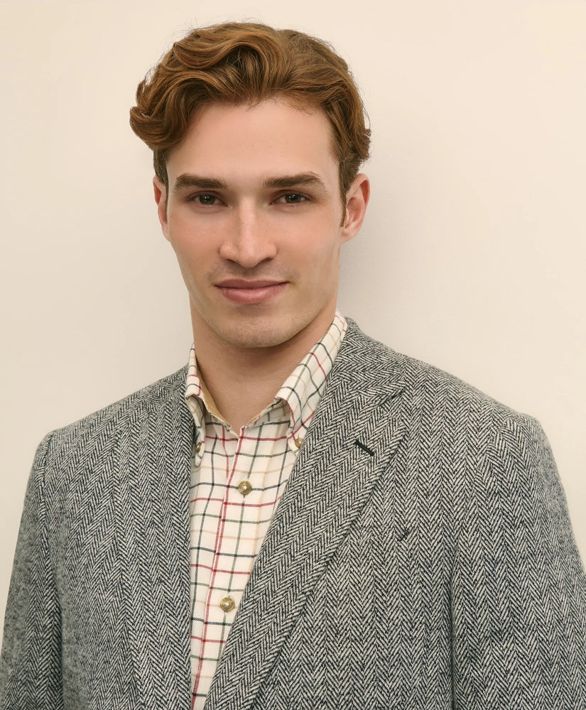 Classic Fit Herringbone Knit Sport Coat in Wool-Cotton