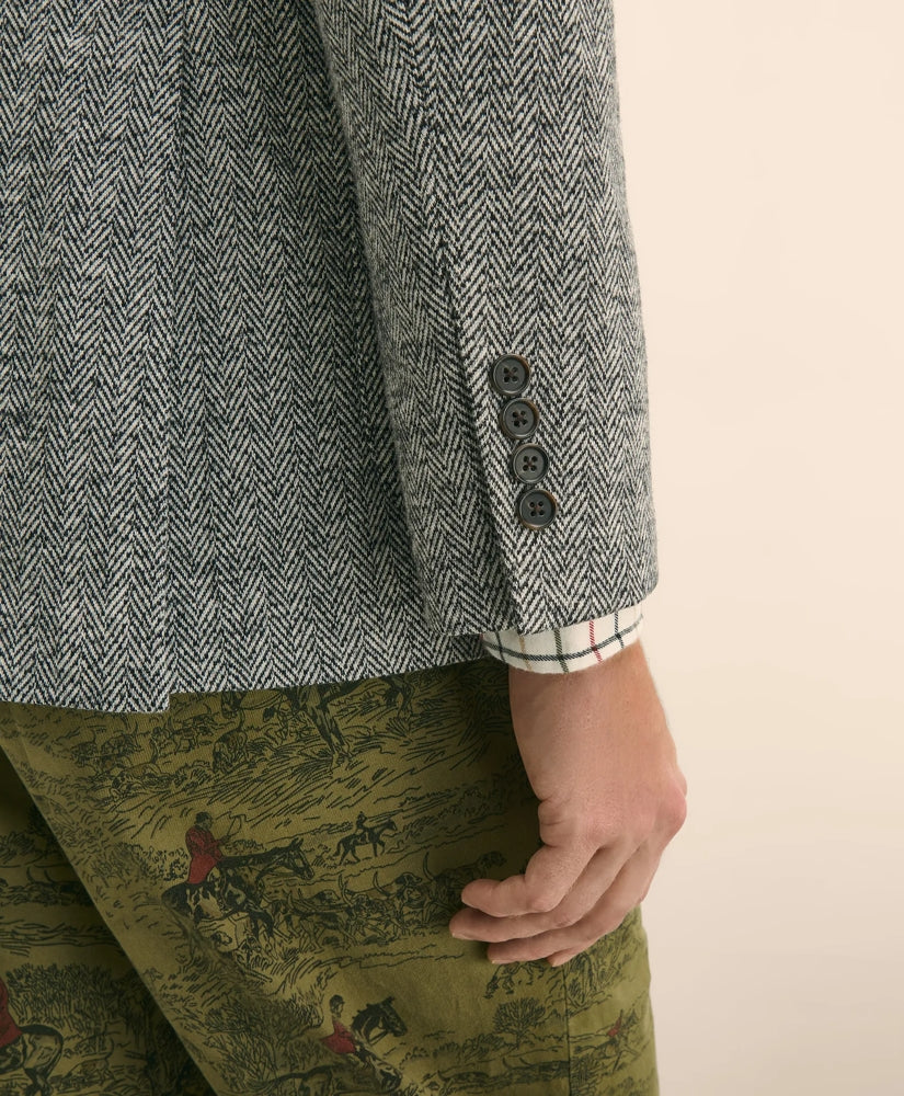 Classic Fit Herringbone Knit Sport Coat in Wool-Cotton
