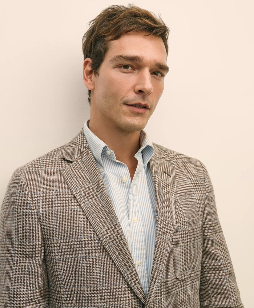 Classic Fit Linen-Silk-Cotton Check 1818 Sport Coat
