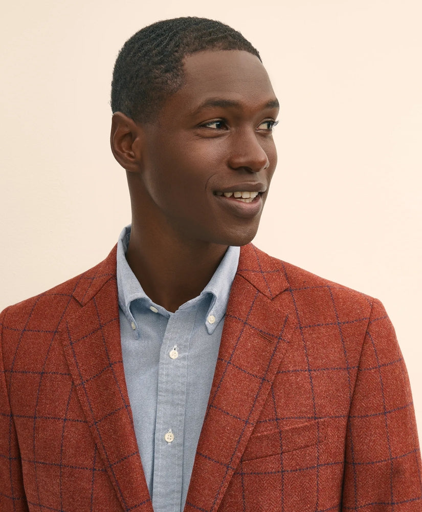Classic Fit Wool-Cashmere Tweed Windowpane 1818 Sport Coat
