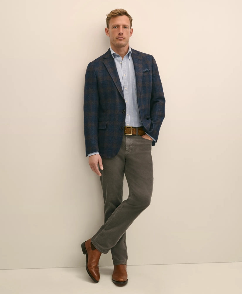 Classic Fit Wool-Cotton-Silk-Cashmere Hopsack Check Sport Coat