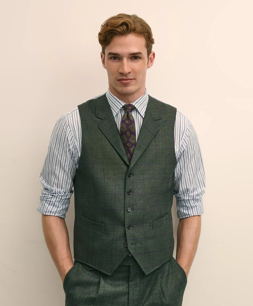 Classic Fit Wool Windowpane Suit Vest