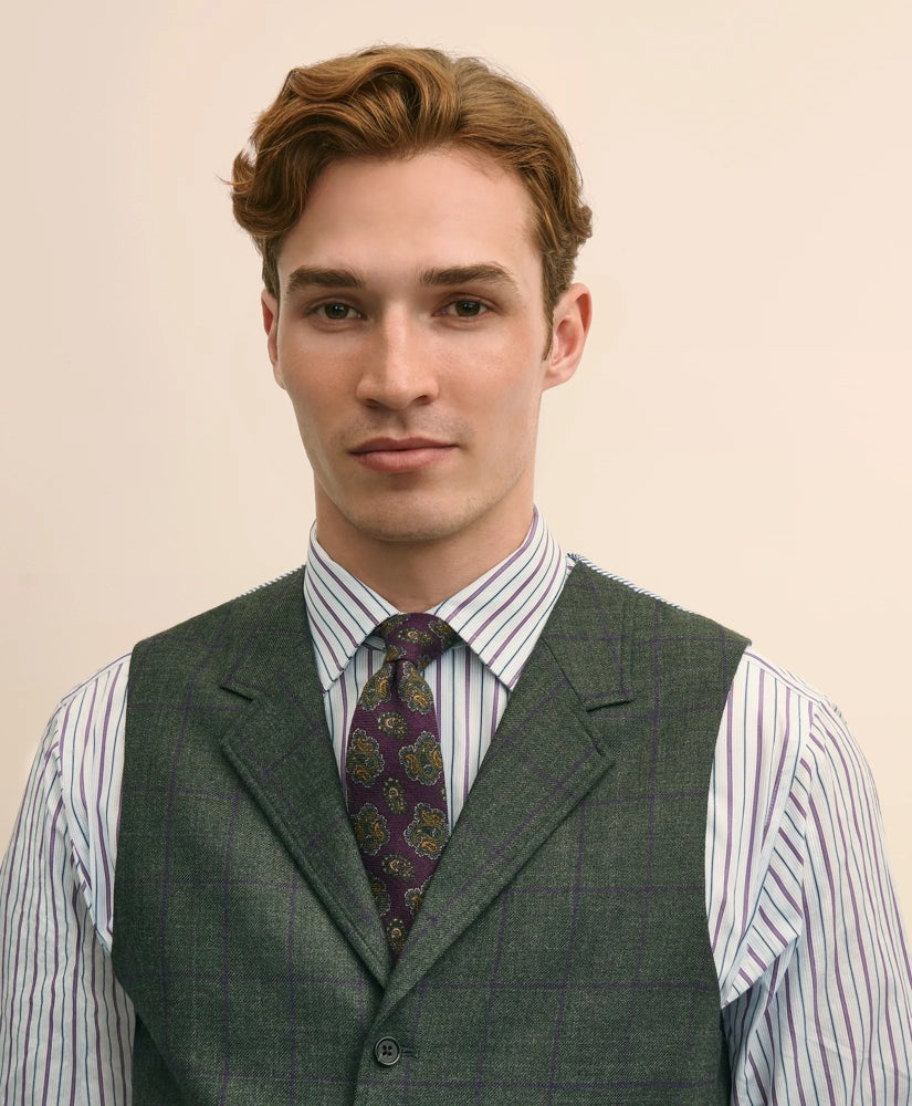 Classic Fit Wool Windowpane Suit Vest