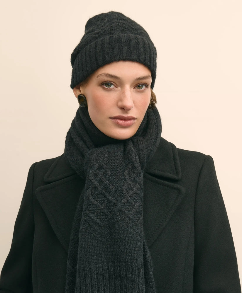 Cotton-Alpaca-Wool Blend Hat & Scarf Boxed Set