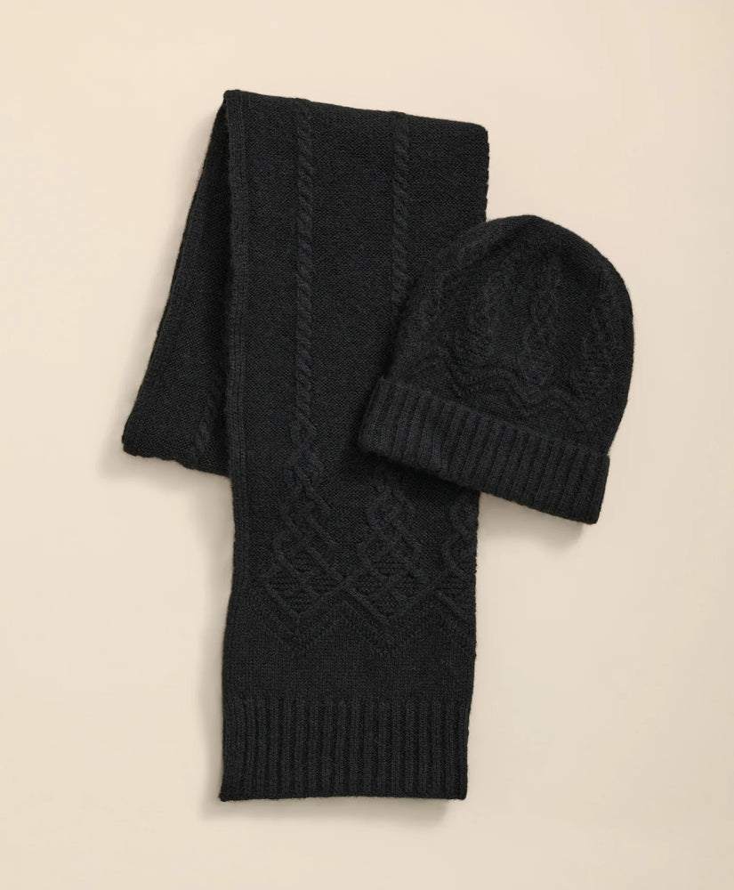 Cotton-Alpaca-Wool Blend Hat & Scarf Boxed Set