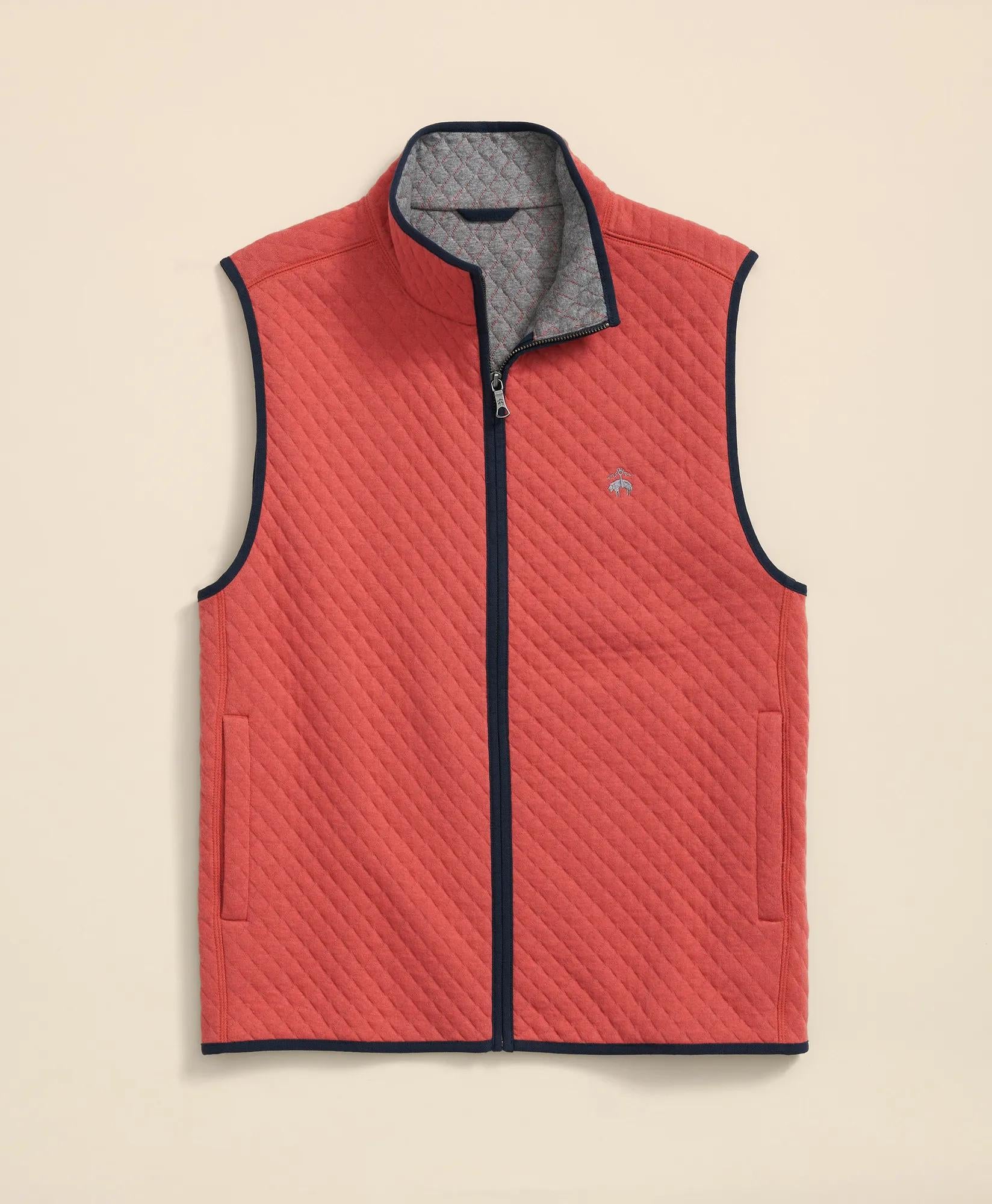 Cotton-Blend Diamond-Quilted Full-Zip Vest