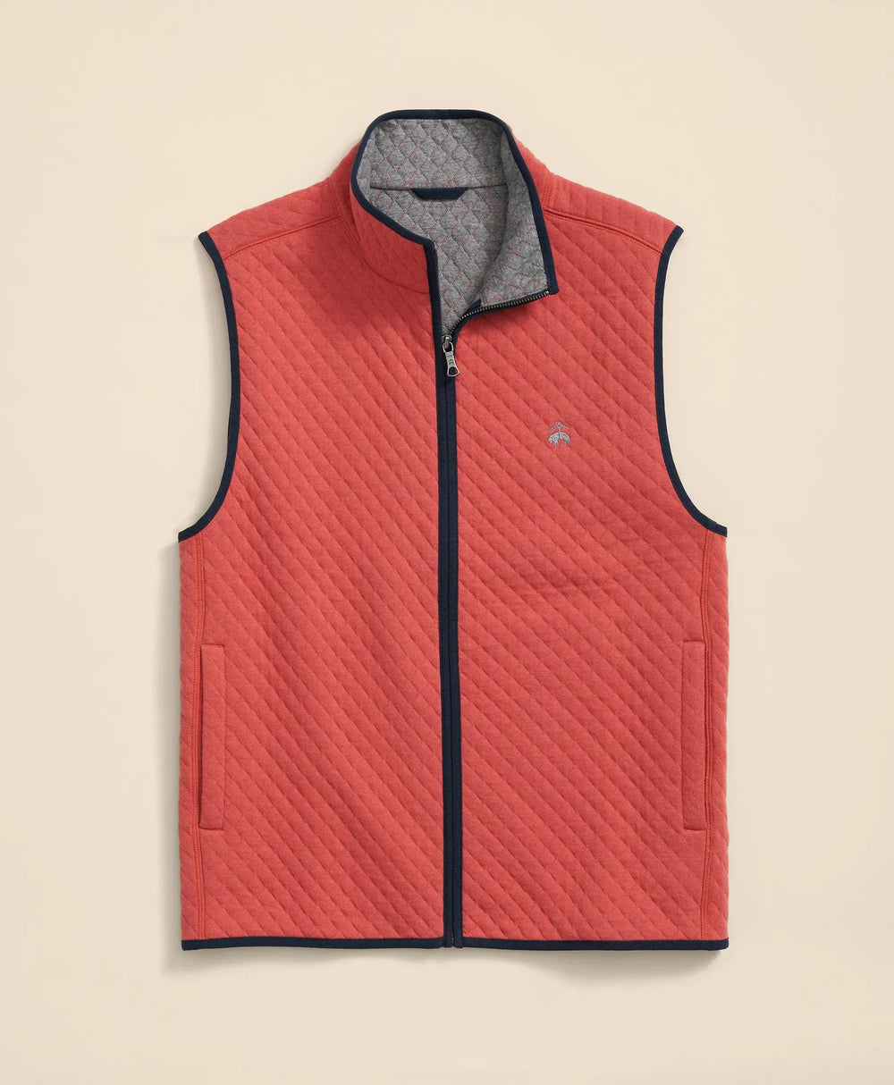 Cotton-Blend Diamond-Quilted Full-Zip Vest
