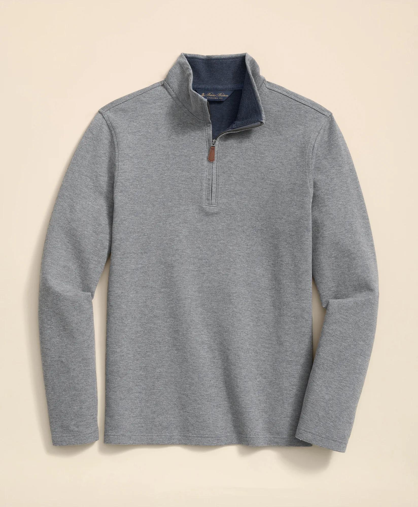 Cotton Blend Pique Quarter-Zip