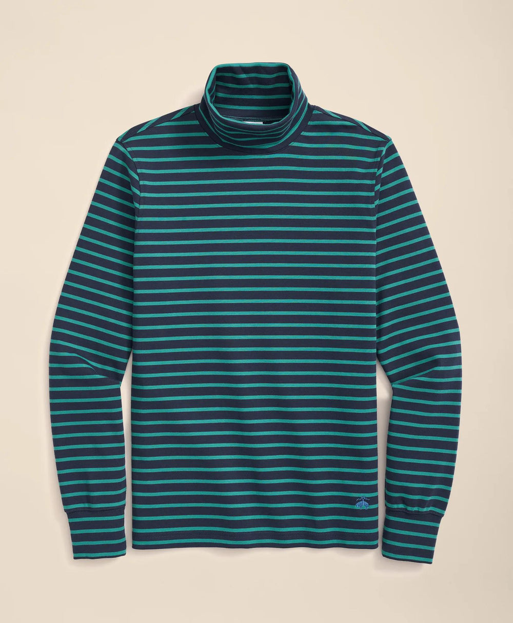 Cotton Blend Striped Turtleneck