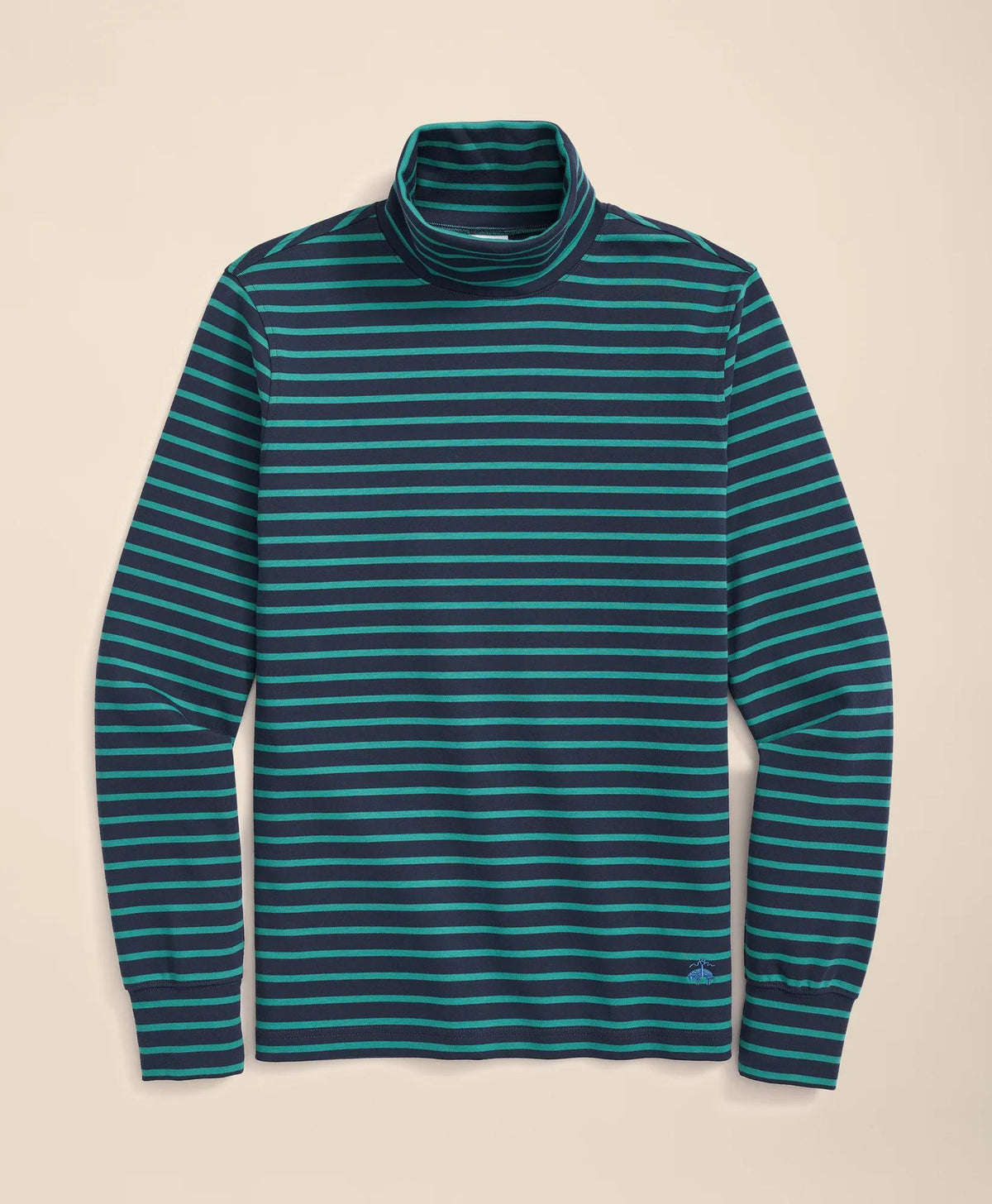 Cotton Blend Striped Turtleneck