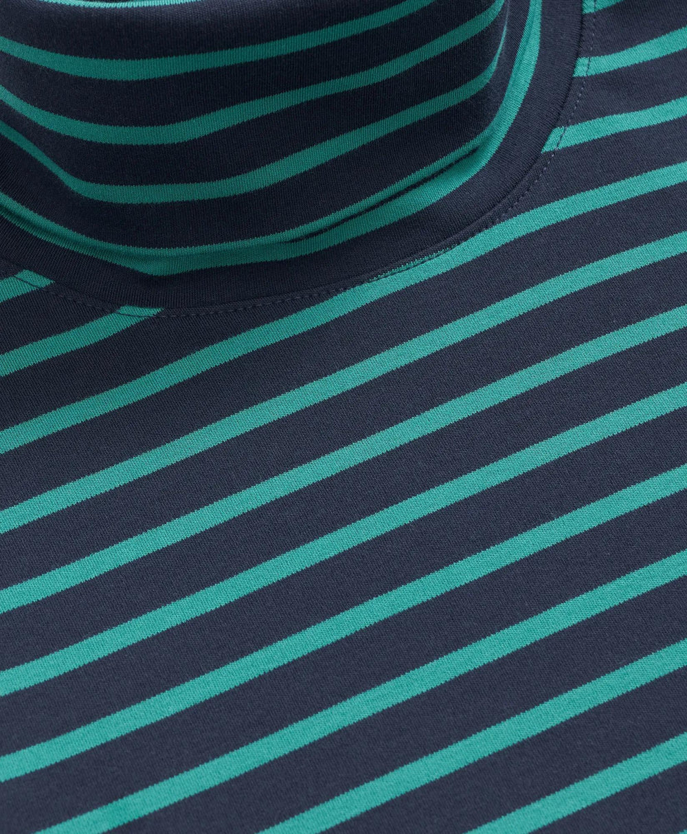 Cotton Blend Striped Turtleneck