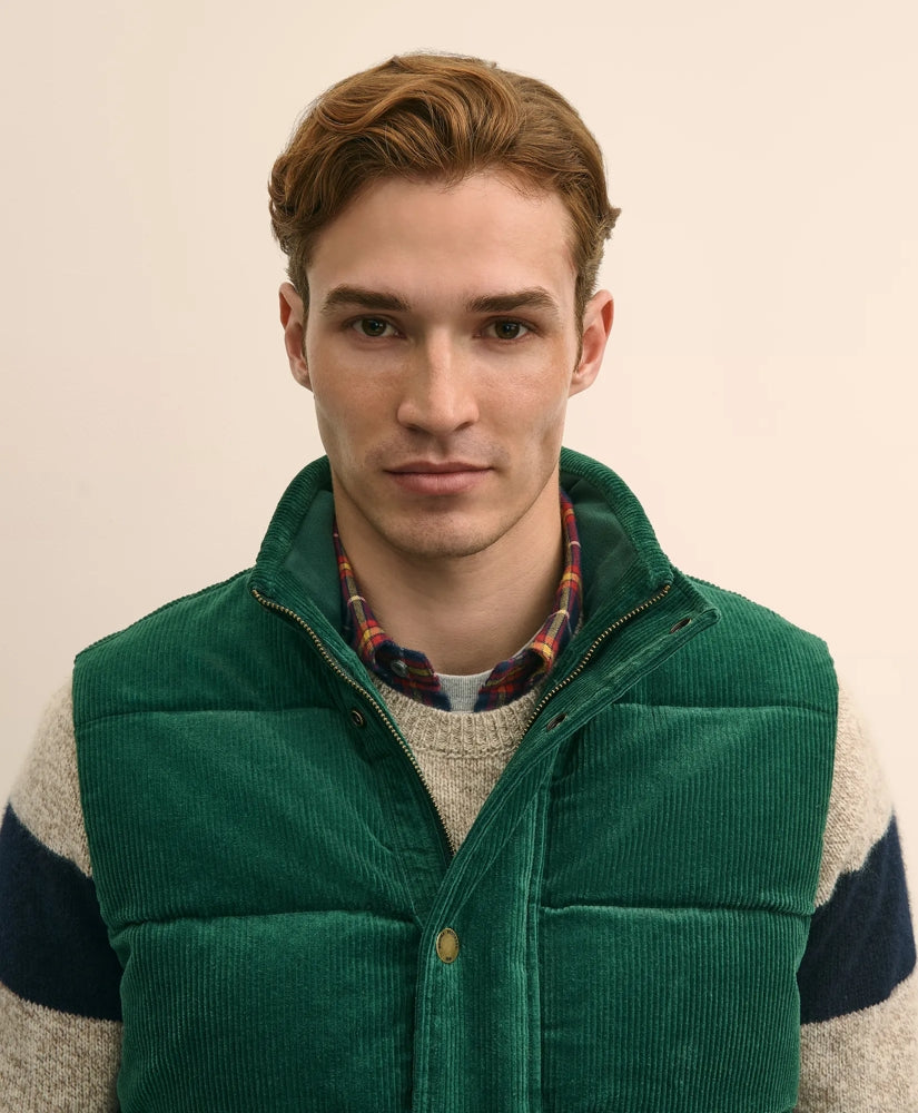 Cotton Blend Wide-Wale Puffer Vest