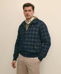 Cotton Bomber Jacket in Plaid Corduroy