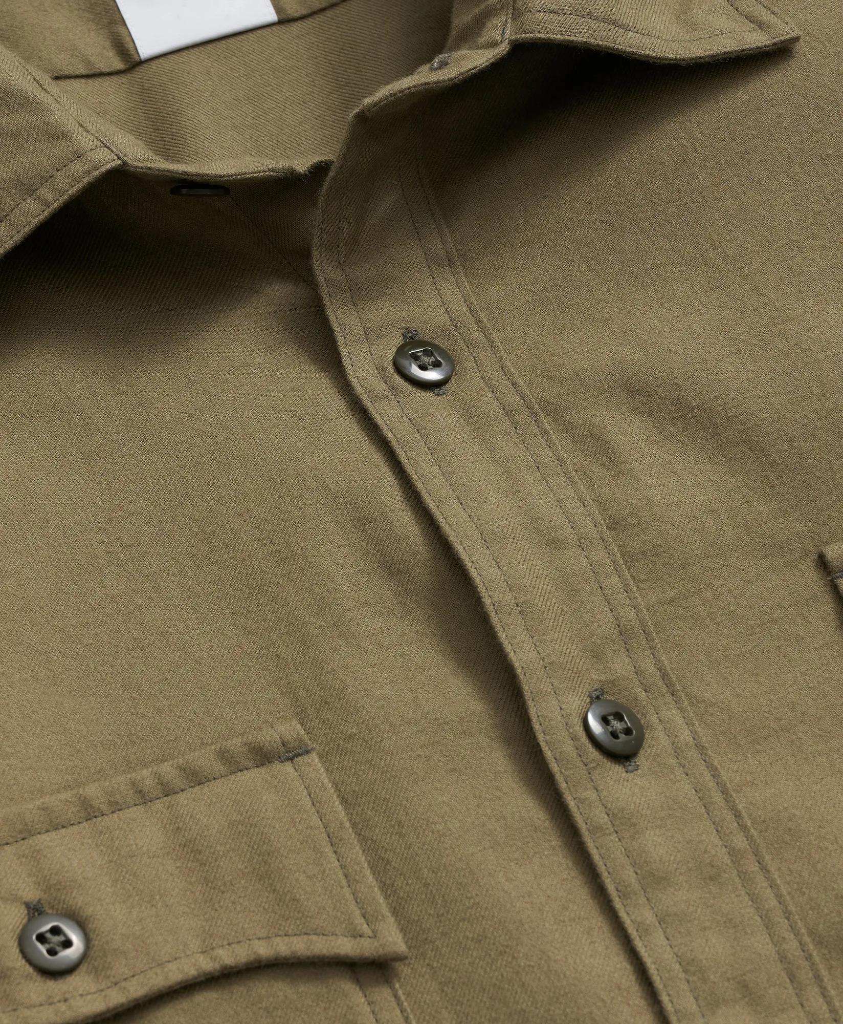 Cotton-Cashmere Flannel Military Sport Shirt