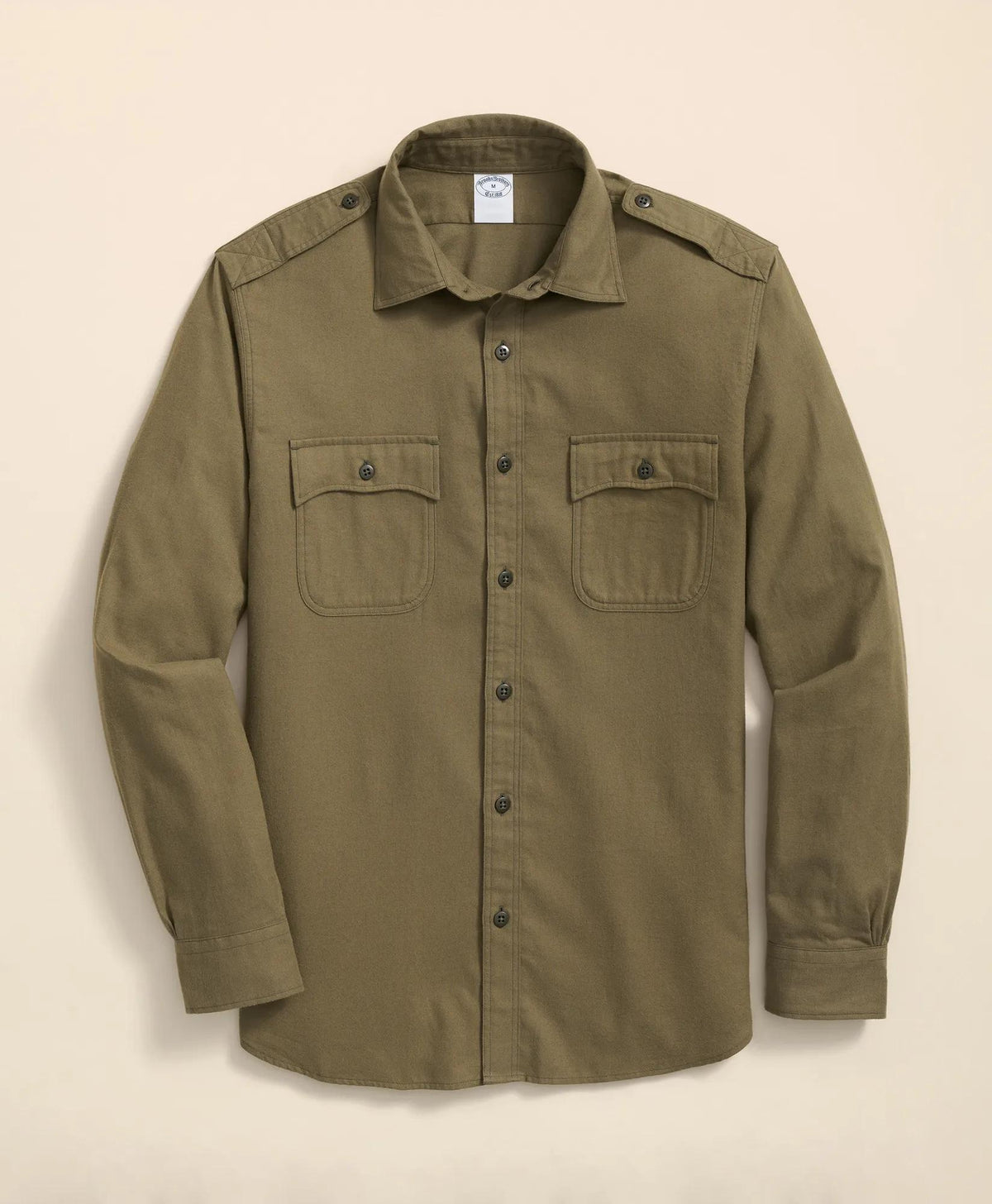 Cotton-Cashmere Flannel Military Sport Shirt