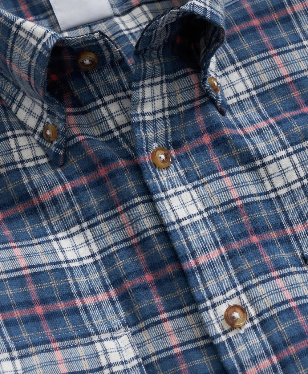 Cotton-Cashmere Flannel Plaid Sport Shirt