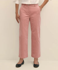 Cotton Corduroy Wide Leg Cropped Pants