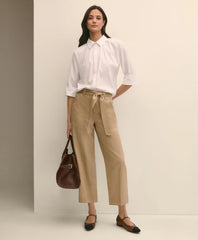 Cotton Dobby Relaxed Dolman-Sleeve Shirt