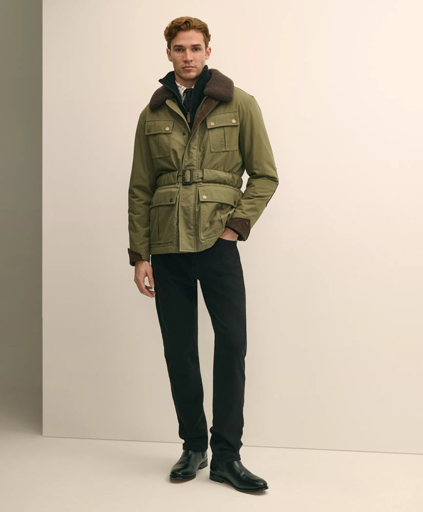 Cotton Field Jacket With Removable Shearling Collar