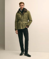 Cotton Field Jacket With Removable Shearling Collar