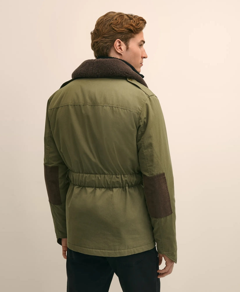 Cotton Field Jacket With Removable Shearling Collar