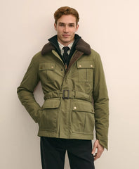 Cotton Field Jacket With Removable Shearling Collar