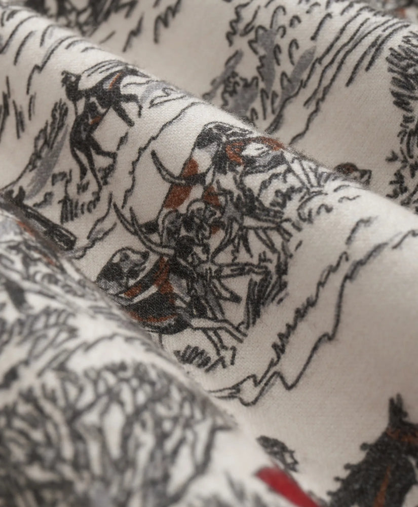 Cotton Flannel Archive Equestrian Print Sport Shirt