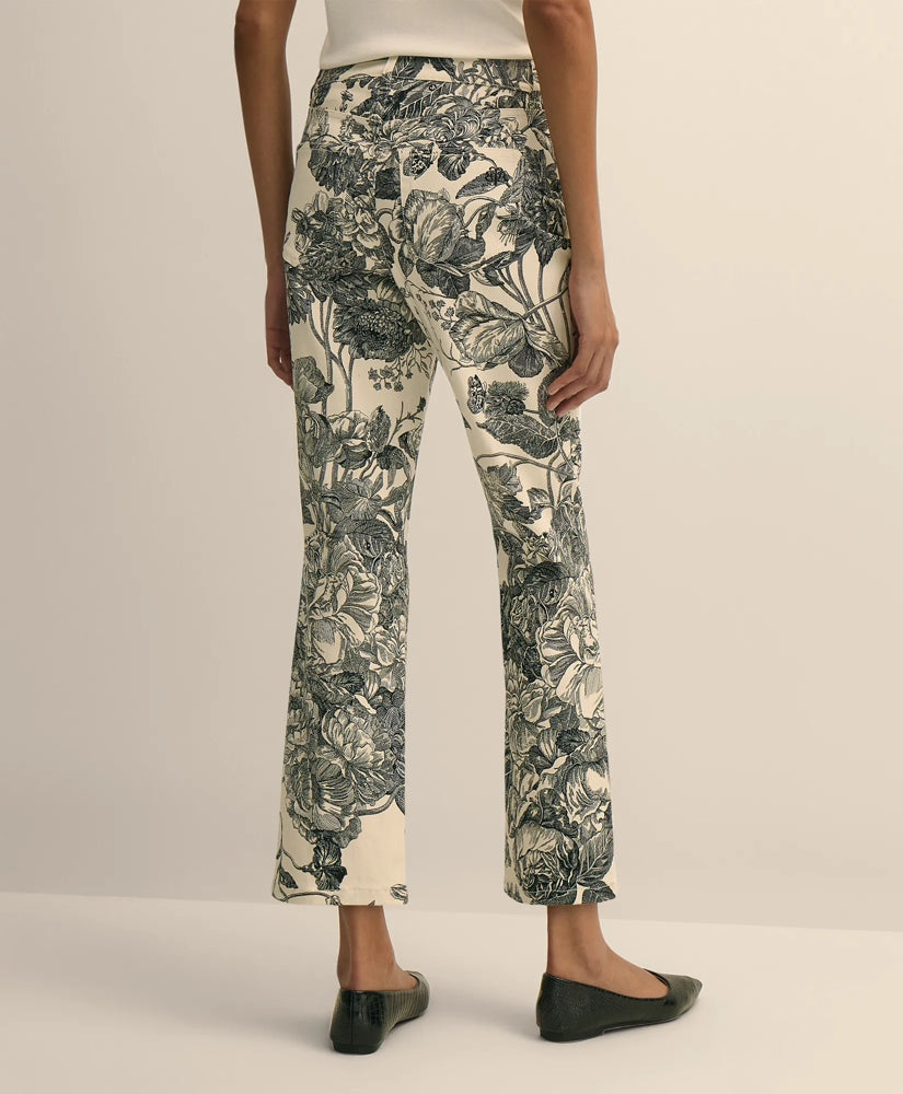 Cotton Floral Cropped Kick Flare Jeans