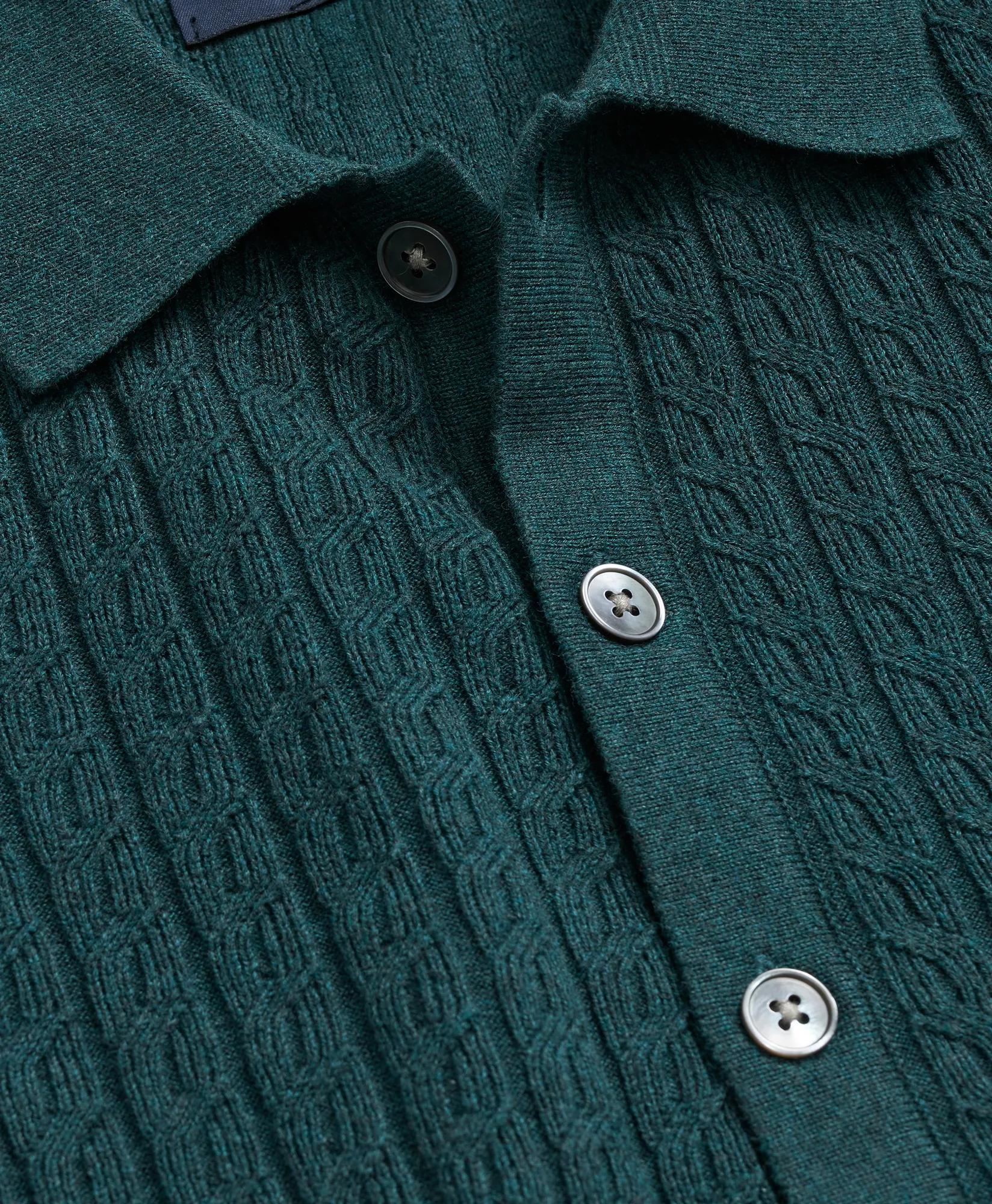 Cotton Mini-Cable Polo Cardigan