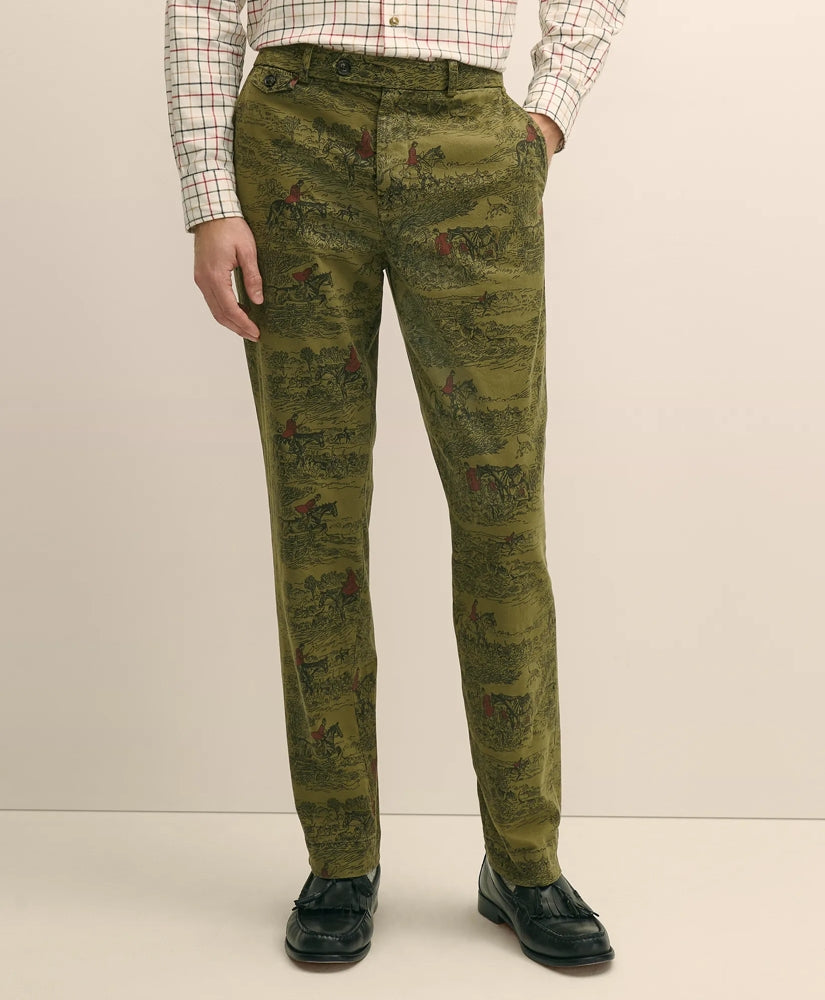 Cotton Equestrian Print Chino