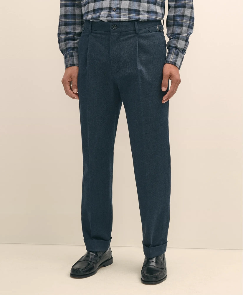 Cotton Pleated Side-Tab Chino