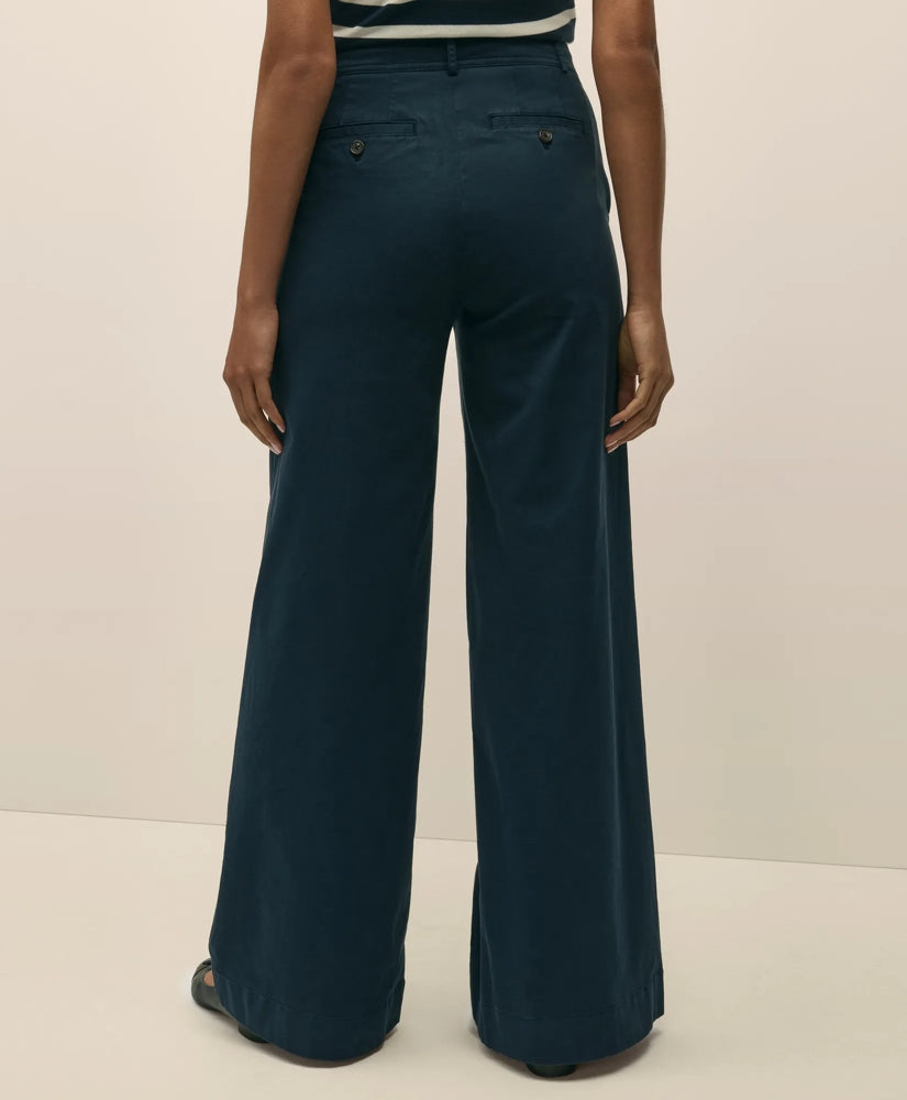Cotton Twill Wide-Leg Pant