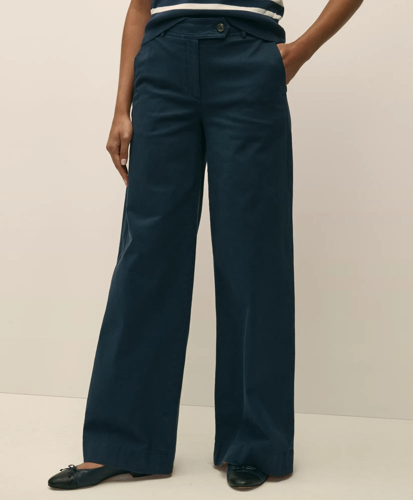 Cotton Twill Wide-Leg Pant