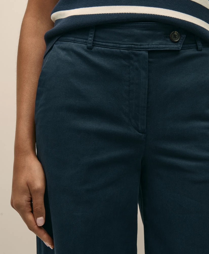 Cotton Twill Wide-Leg Pant