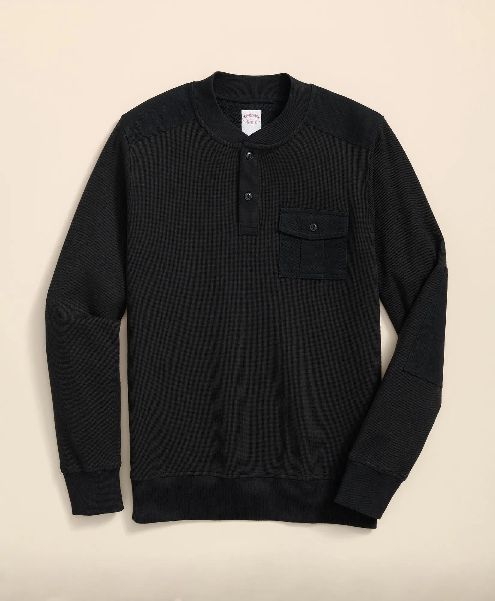 Cotton-Wool Blend Waffle Knit Henley
