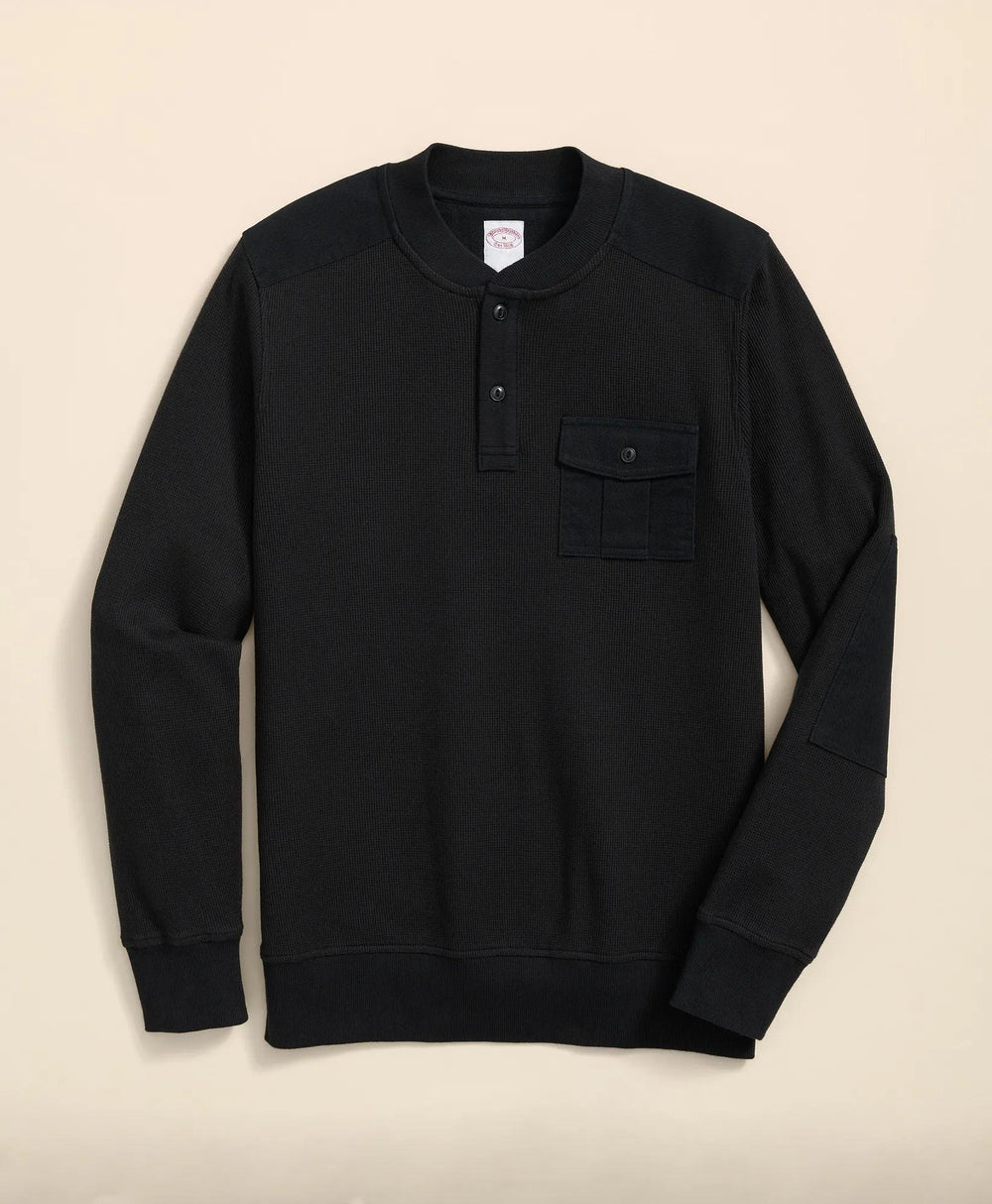 Cotton-Wool Blend Waffle Knit Henley