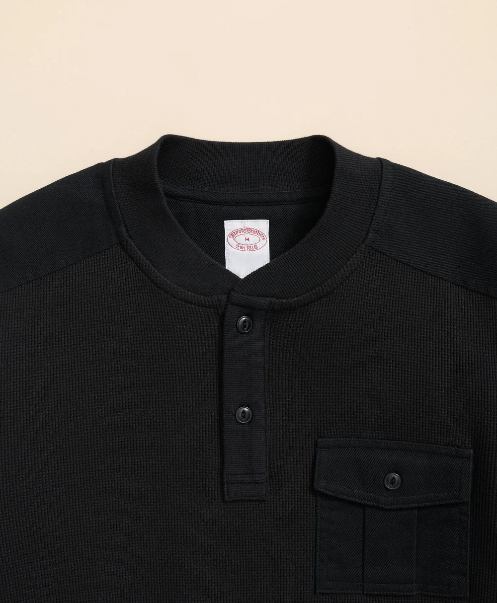 Cotton-Wool Blend Waffle Knit Henley